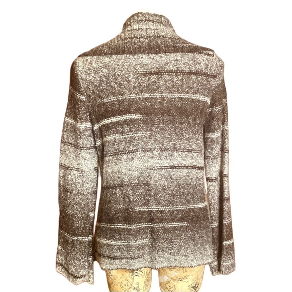 Marisa Christina Charcoal Grey Plaid Wool Sweater Cardigan Jacket size Large - Picture 3 of 9